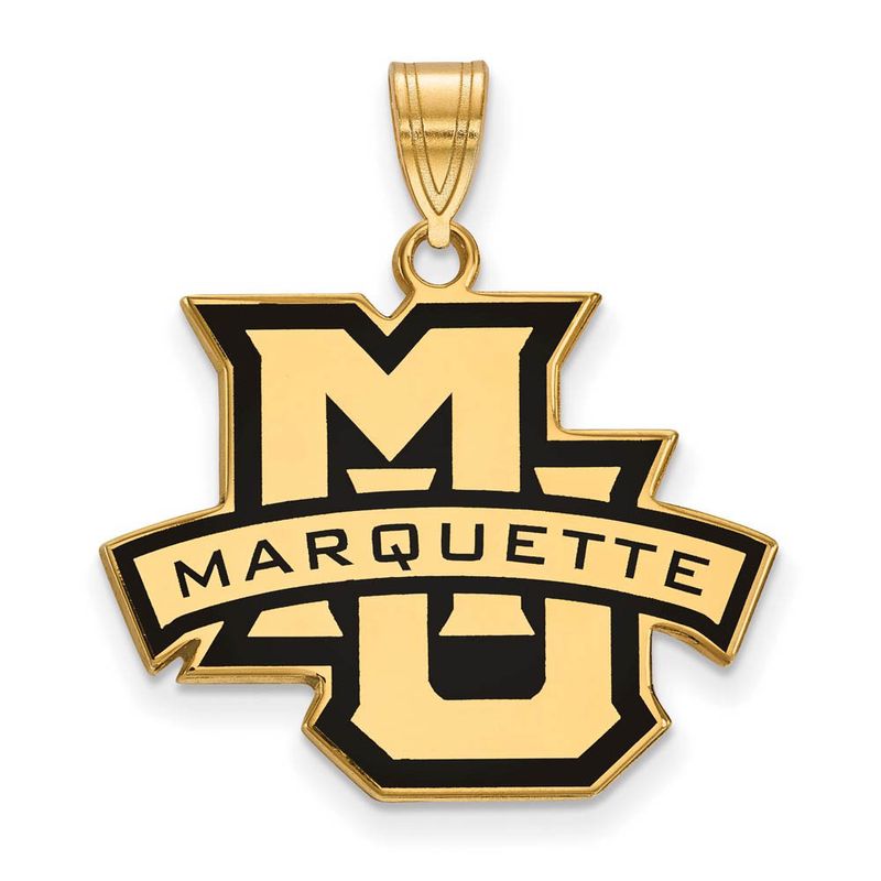 14k Gold Plated Silver Marquette U Large Enamel Pendant